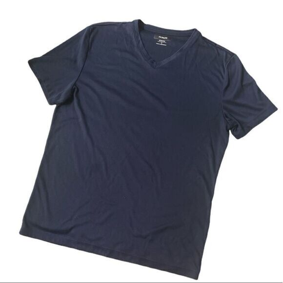 Alfani‎ Stretch Navy Blue V NeckTee Shirt Size Medium - Picture 1 of 7